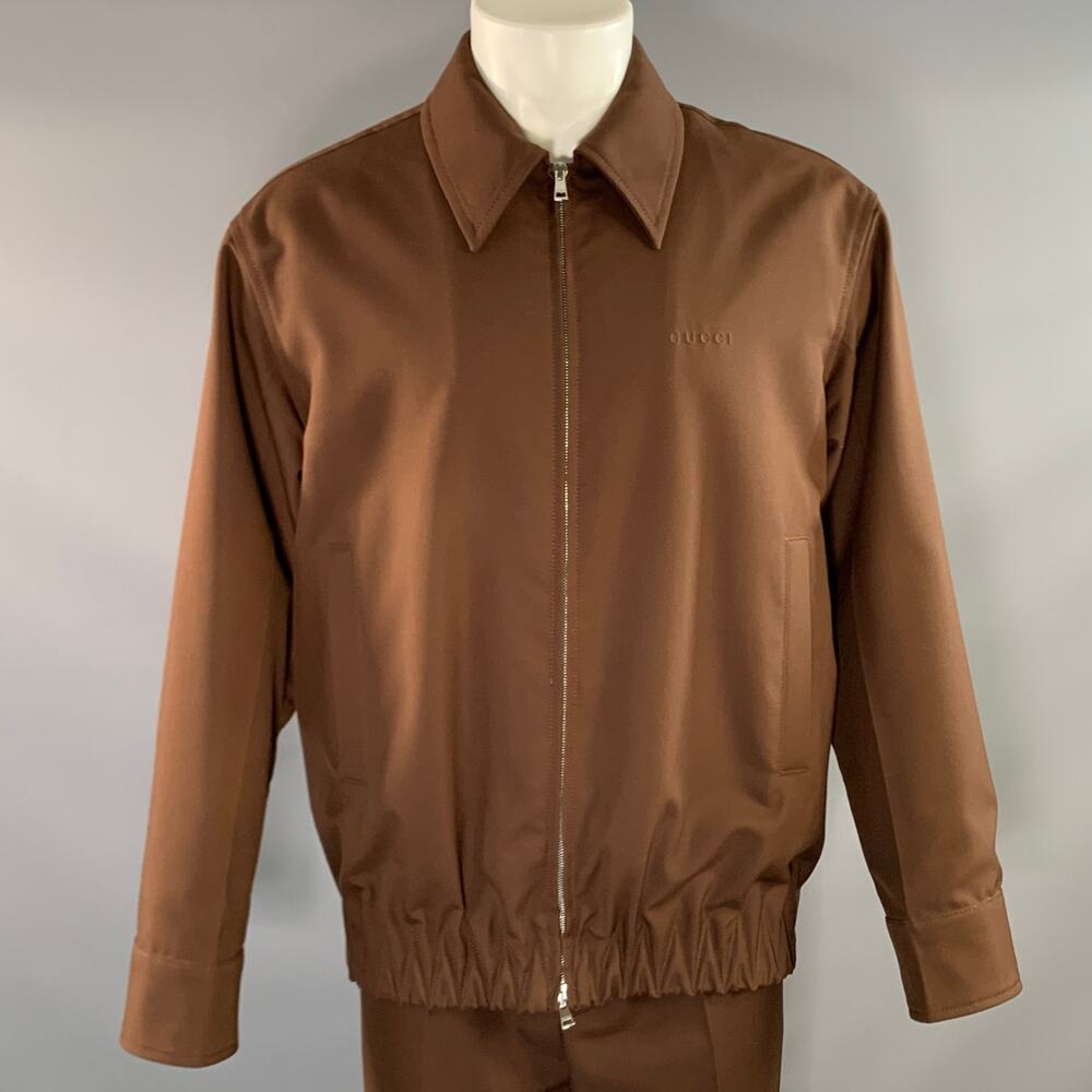 GUCCI Size 36 Brown Wool Zip Up Jacket